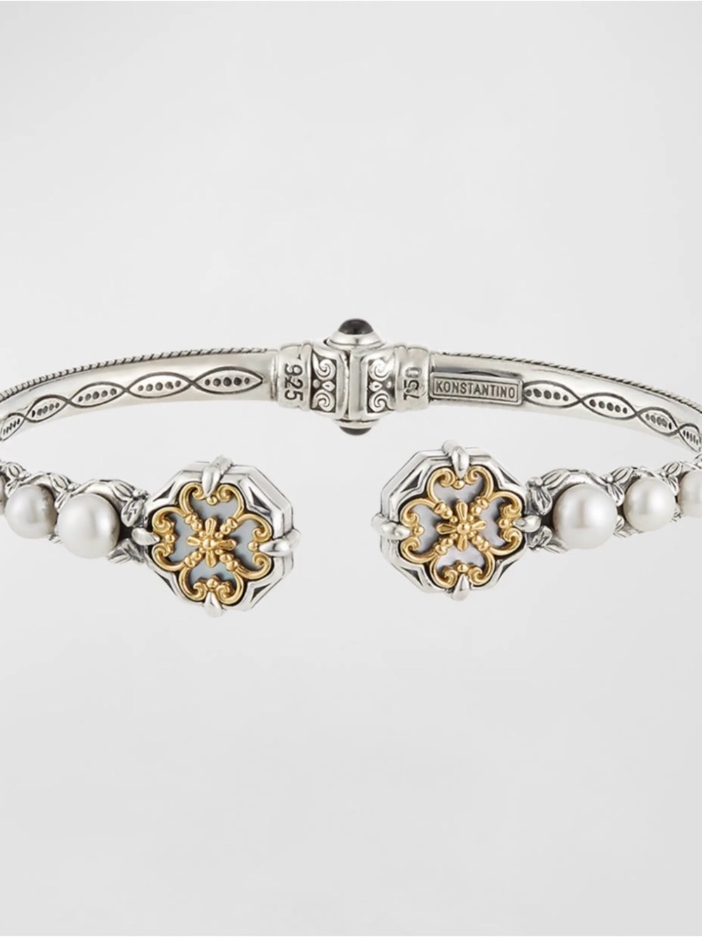 Konstantino Pearl Bracelet with Gold-Tone Filigree Accents - Picture 2 of 7